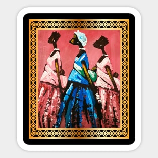 African Women Carrying Babies, African Artwork Sticker